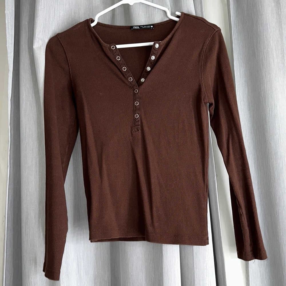 ZARA | button up long sleeve 🤎